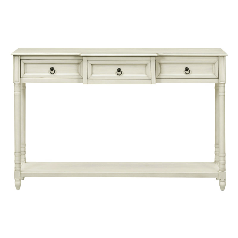 Console Console avec tiroirs pour hall d'entrée avec tiroirs saillants, Blanc antique, Blanc antique