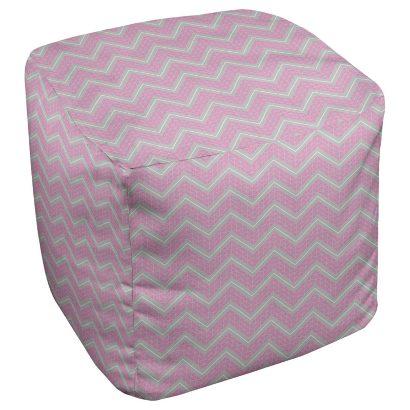 Repose-pieds cubique à motif à chevrons à la main classic, Rose foncé