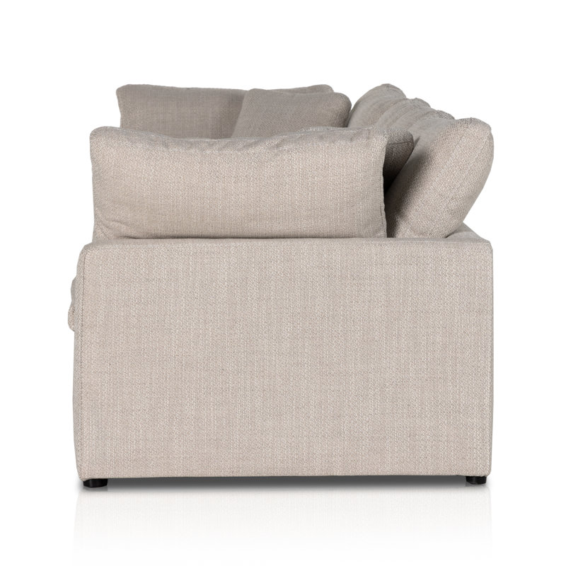 Stevie 124.5" Tuxedo Arm Modular Sofa, Gibson Wheat Performance Weave