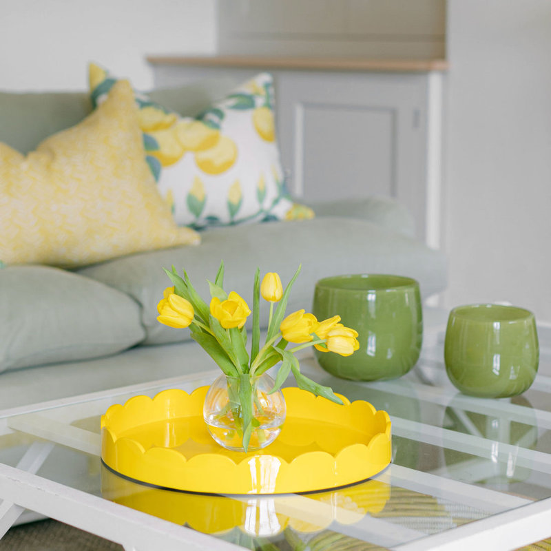Enamel / Lacquer Tray, 16" H x 16" W x 2" D, Yellow