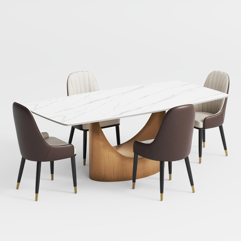 Table de salle à manger Diandra, H 30,7 po x L 70,87 po x l 35,43 po, Blanc, Brun