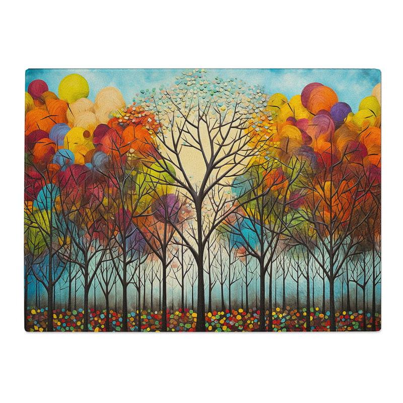 Tree Colour Field  Glass Chopping Board