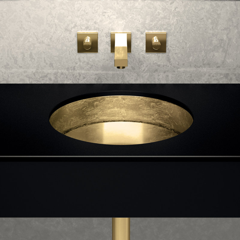 Rho 16.1'' L Bathroom Sink, Gold Leaf