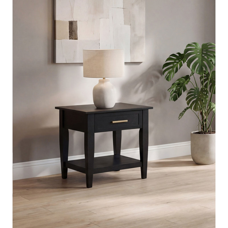 Table de bout d'appoint en bois Welbie, Noir