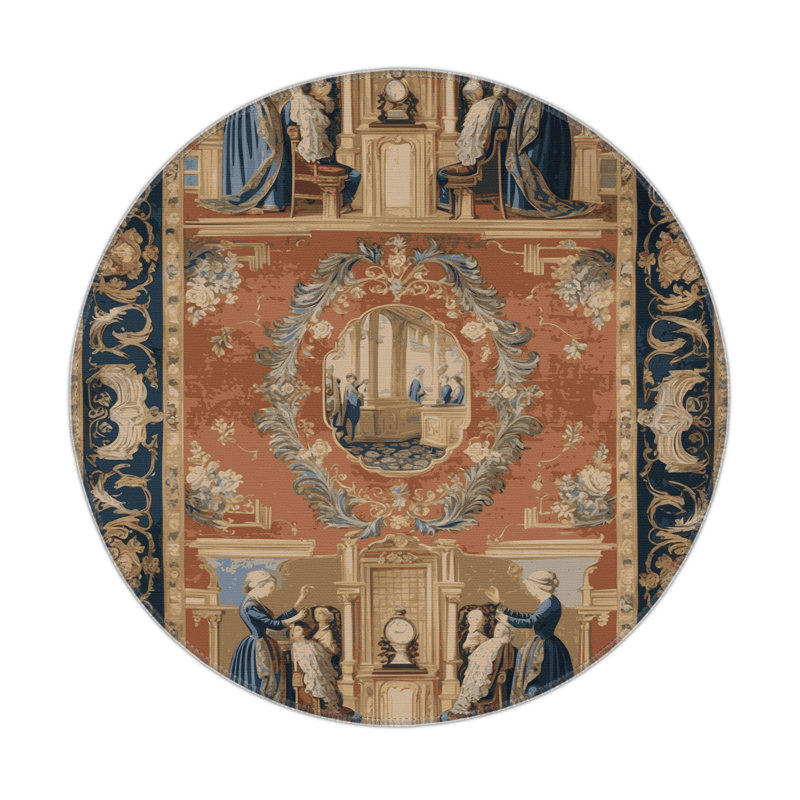 Tapis d'intérieur et d'extérieur brun français, Rond 5 pi