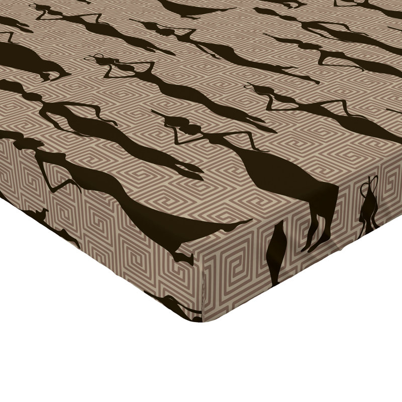 Drap-housse Ambesonne, paquet de 2, Géométrique beige / brun clair / brun foncé, Drap-housse grand