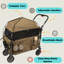 Poussette pliable pour chien en wagon avec tente entièrement zippée amovible, rampe extensible, rangement intégré et station d'eau et de nourriture attachée