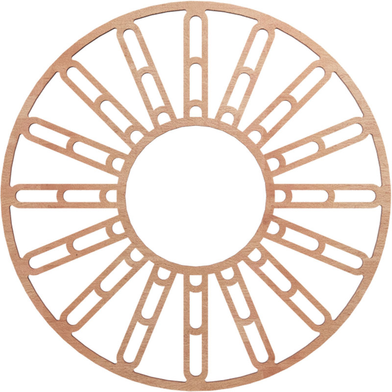 Médaillon de plafond en bois Hale, H 18 po x l 18 po x P 0,25 po, Cerise