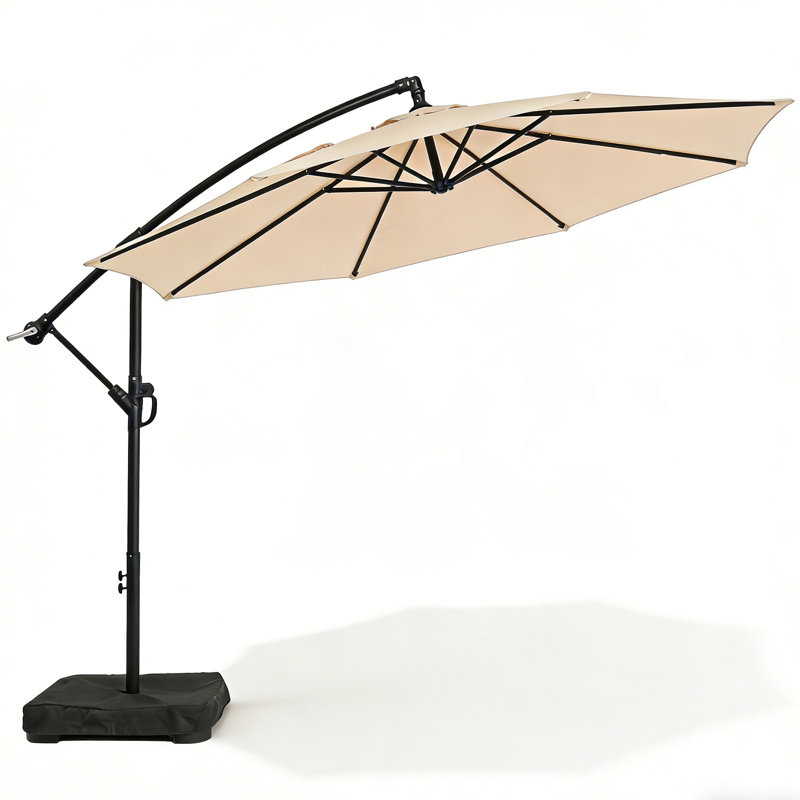 10' Octagon Cantilever Umbrella with Weighted Base, Beige
