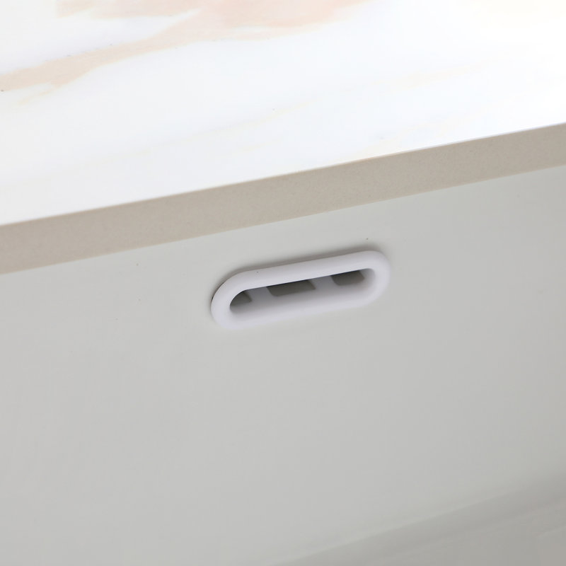 Dessus de meuble-lavabo blanc 43 po pour salle de bain - Lavabo sous-comptoir rectangulaire, dosseret de 4 po, trou de robinet pré-percé, avec armoires à veines élégantes de 42 po x 21 po, compatible avec hauteur moyenne