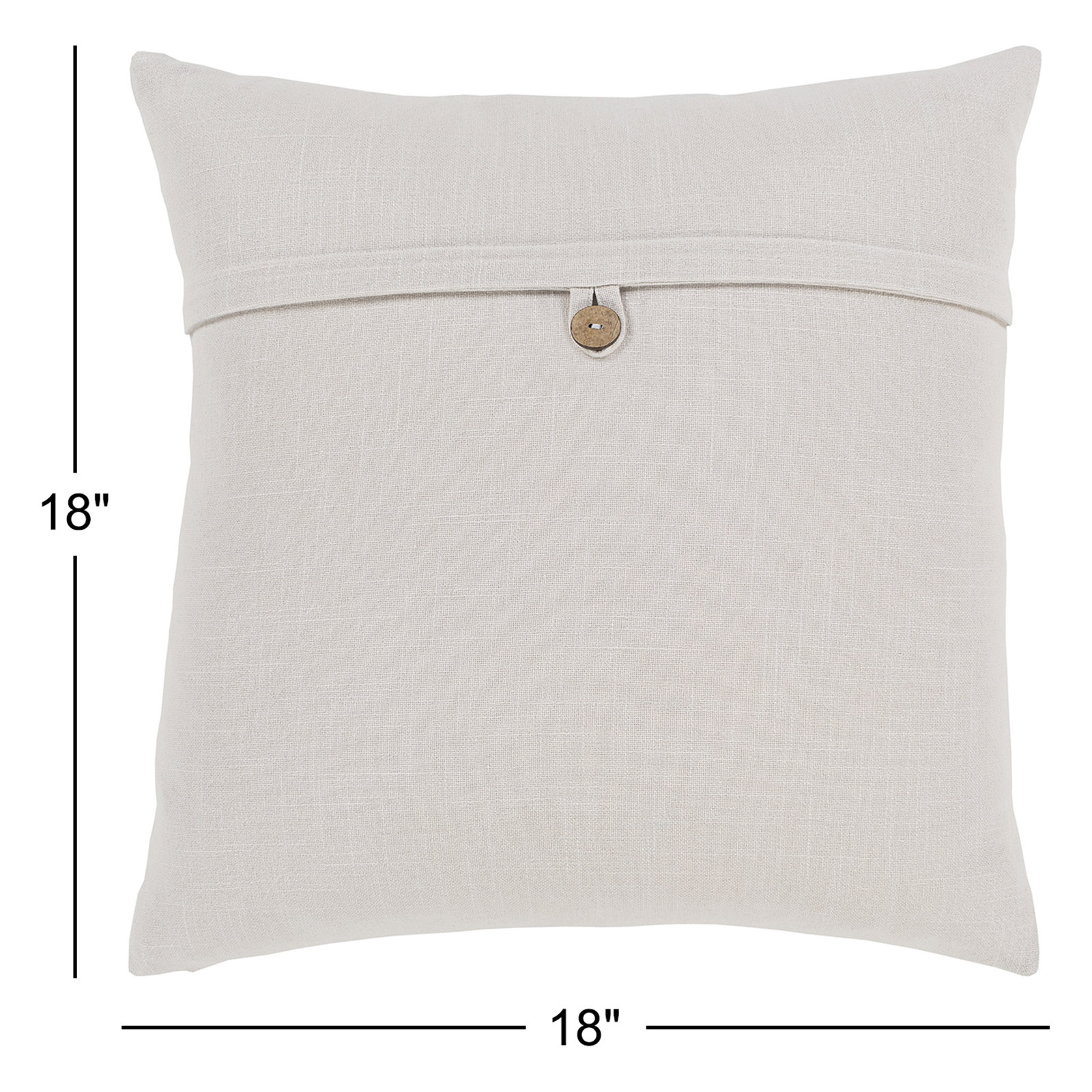 Leigh Buttons Cotton Throw Pillow, 18" x 18", Off White, Polyester