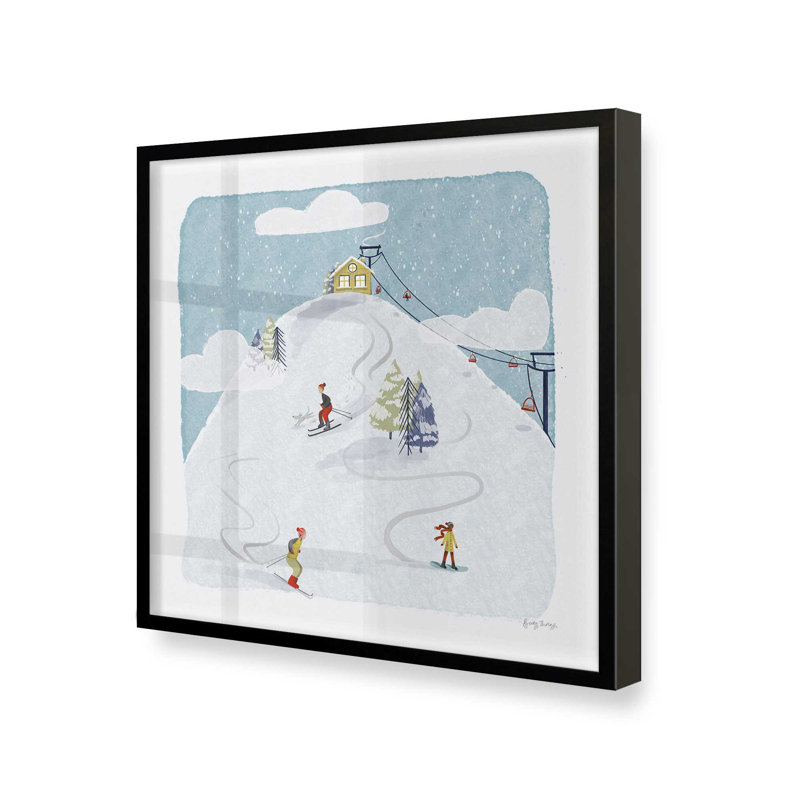 Imprimé d'hiver d'hiver, H 13,5 po x l 13,5 po, Cadre simple noir satiné, bois massif