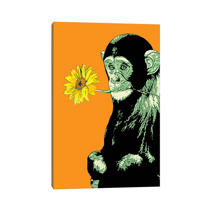 Flower Monkey by Steez - Wrapped Canvas Painting, 152.5 cm H x 101.5 cm W