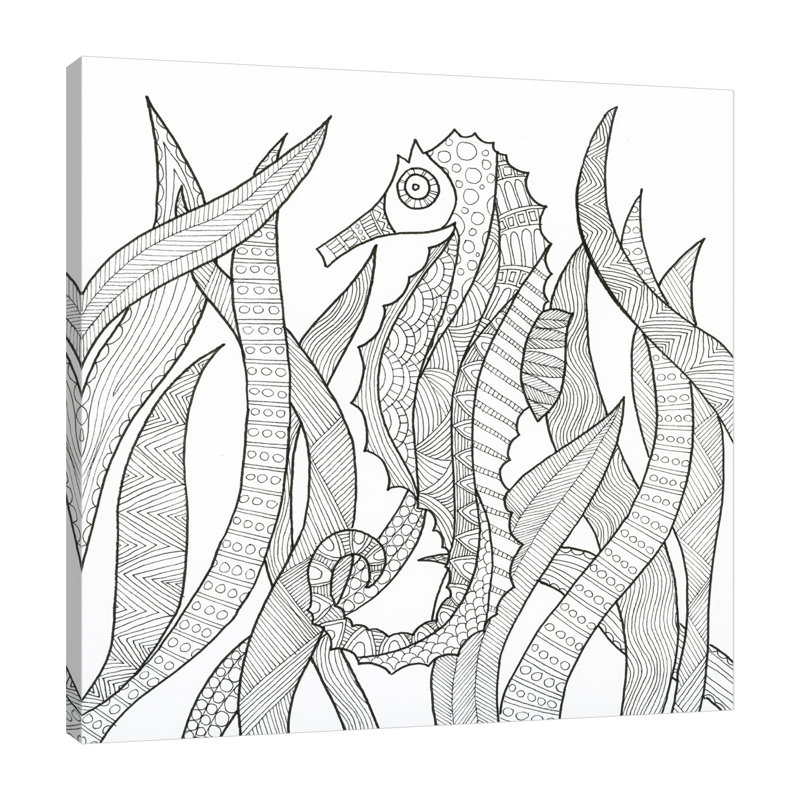 «Hiding Seahorse» par Pam Varacek - reproduction d'art sur toile tendue, H 18 po x l 18 po x P 1,5 po