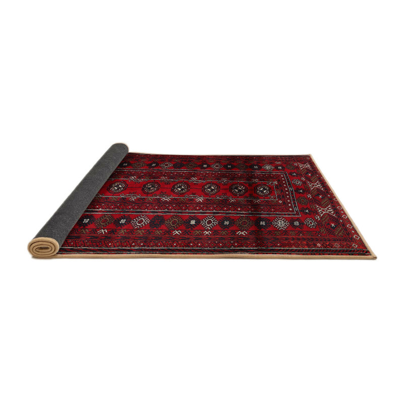 Tapis traditionnel blanc / rouge, Rond 3 pi