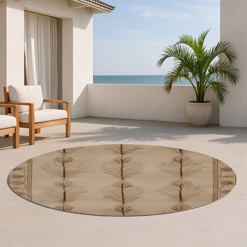 Tapis d'intérieur et d'extérieur brun français, Rond 5 pi