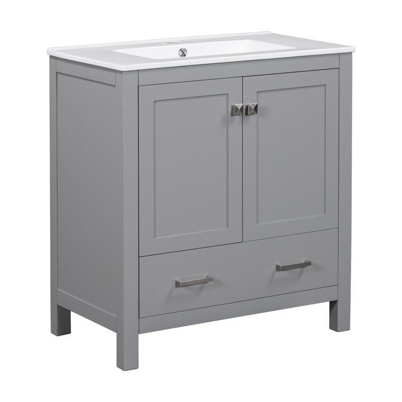 60"  Bathroom Vanity Set With Double Vanities, Gray