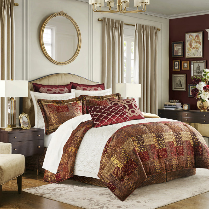 Édredon brun, 4 pièces, grand lit, durabilité accrue, ouate décorative au look satiné