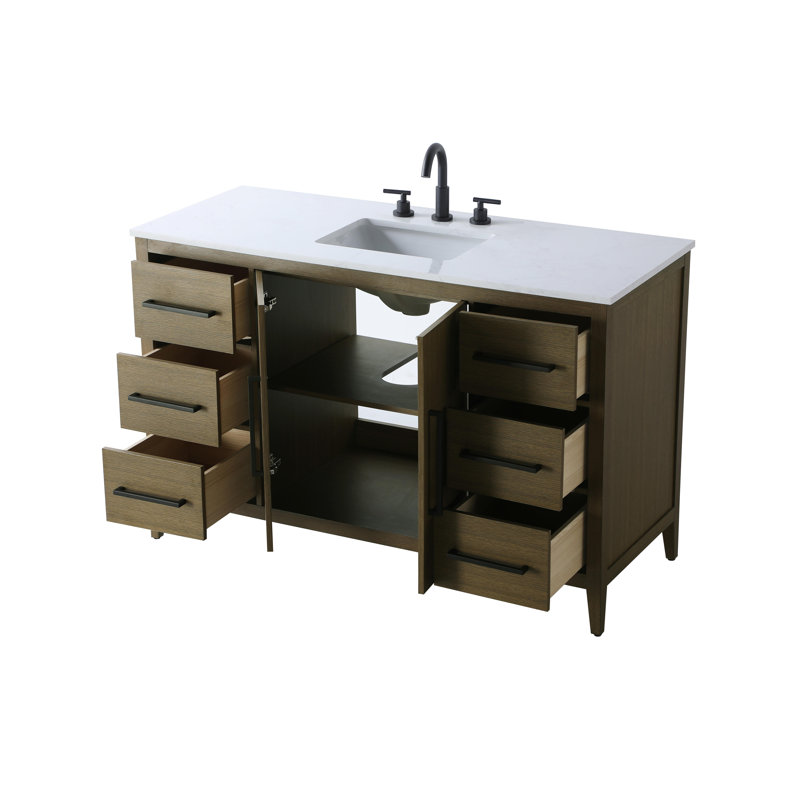 54 Inch Single Bathroom Vanity, Chestnut Brown