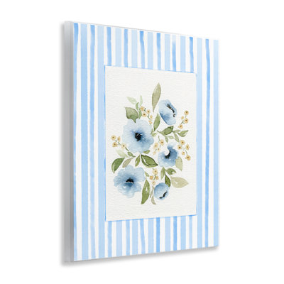 Flowers with Blue Stripes Wall Plaque, design by Leah Noel Art