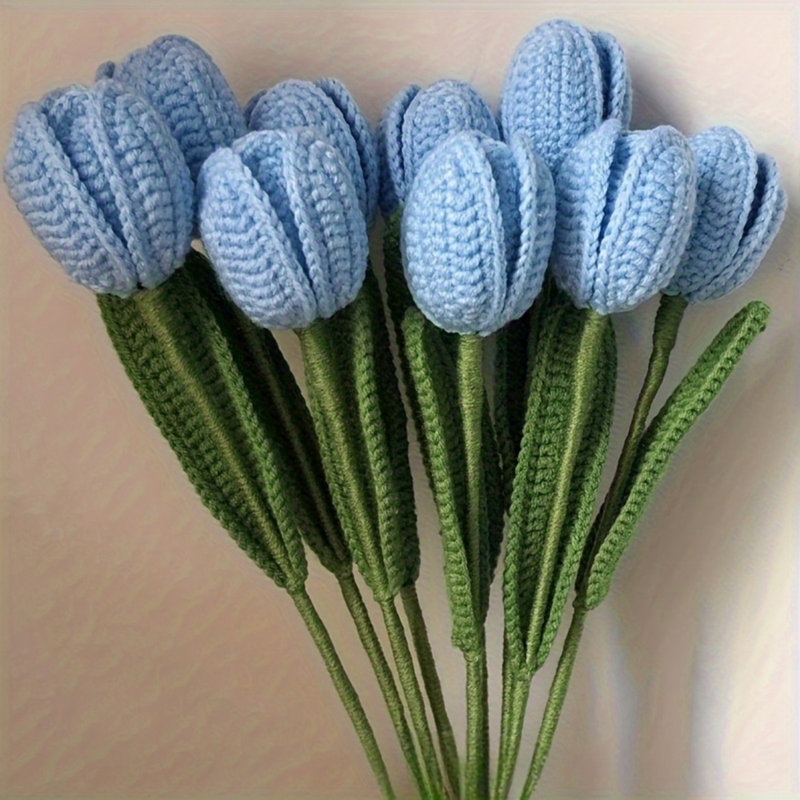 Bouquet de tulipes au crochet, Bleu