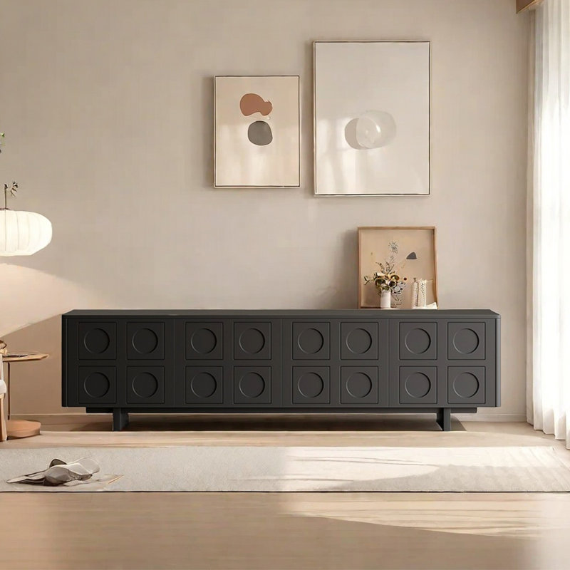 Meuble télé noir de style rétro simple, H 23,62 po x L 70,86 po x l 15,75 po