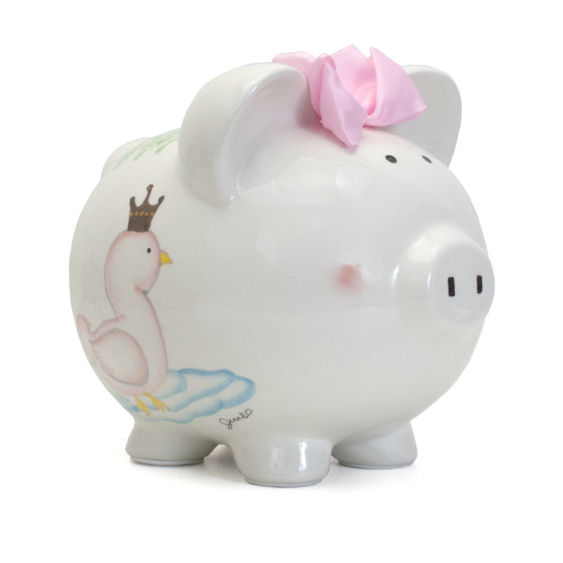 Serena The Swan Ceramic Piggy Bank with Crown