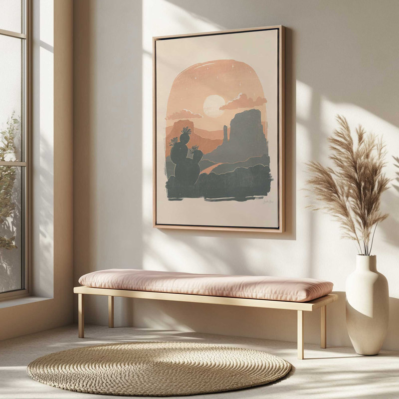 Cactus Silhouettes I, reproduction sur toile dans un cadre, H 18,75 po x l 12,75 po, Érable américain