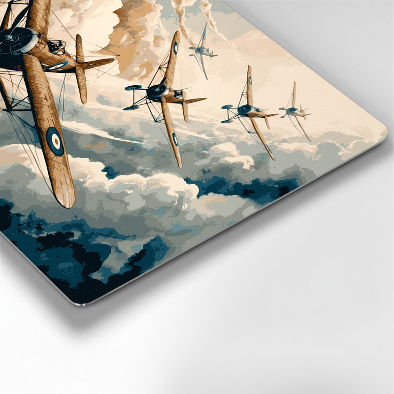 Transport, biplan, illustrations, métal beige, H 132 po x l 168 po x P 0,05 po