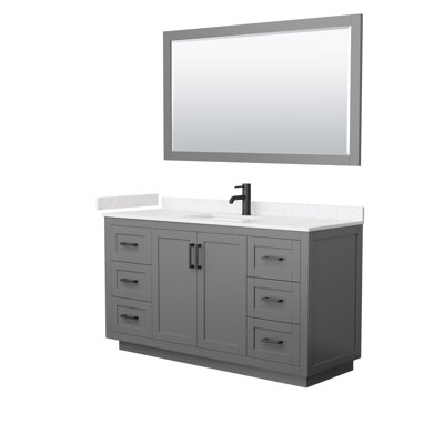 Miranda 60" Freestanding Single Bathroom Vanity with Cultured Marble Top with 58" Mirror