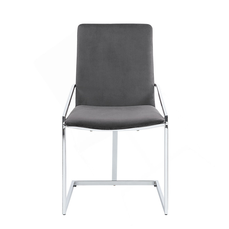 Ensemble de 2 chaises d'appoint en velours gris et finition chromée Zlatan