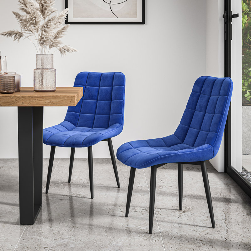 Darcus 6 - Person Dining Set, Black/Oak/Blue