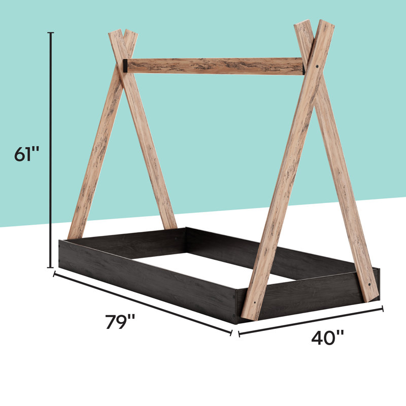 Violetta Canopy Bed by Zipcode Design™, Simple, Gris anthracite foncé / naturel
