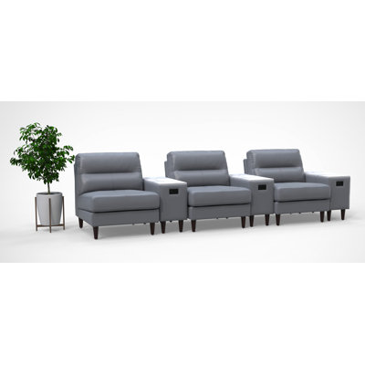 Ensemble de chaises pour salle d'attente 3 personnes 3 pièces 100% cuir véritable 6 pièces couleur gris