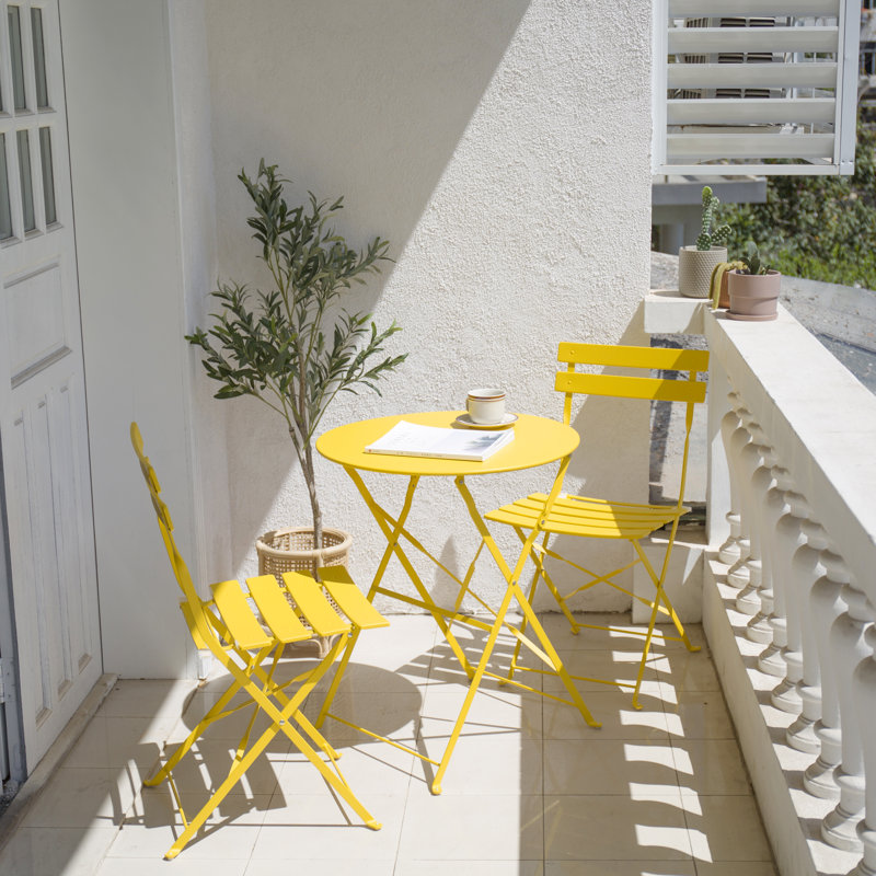 2 - Person Patio Dining Set with Round Table, Yellow