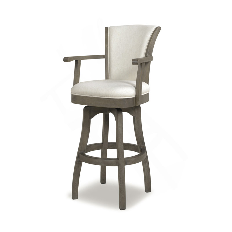 Tabouret tournant 31 "avec accoudoirs Williams, lin blanc naturel Williams