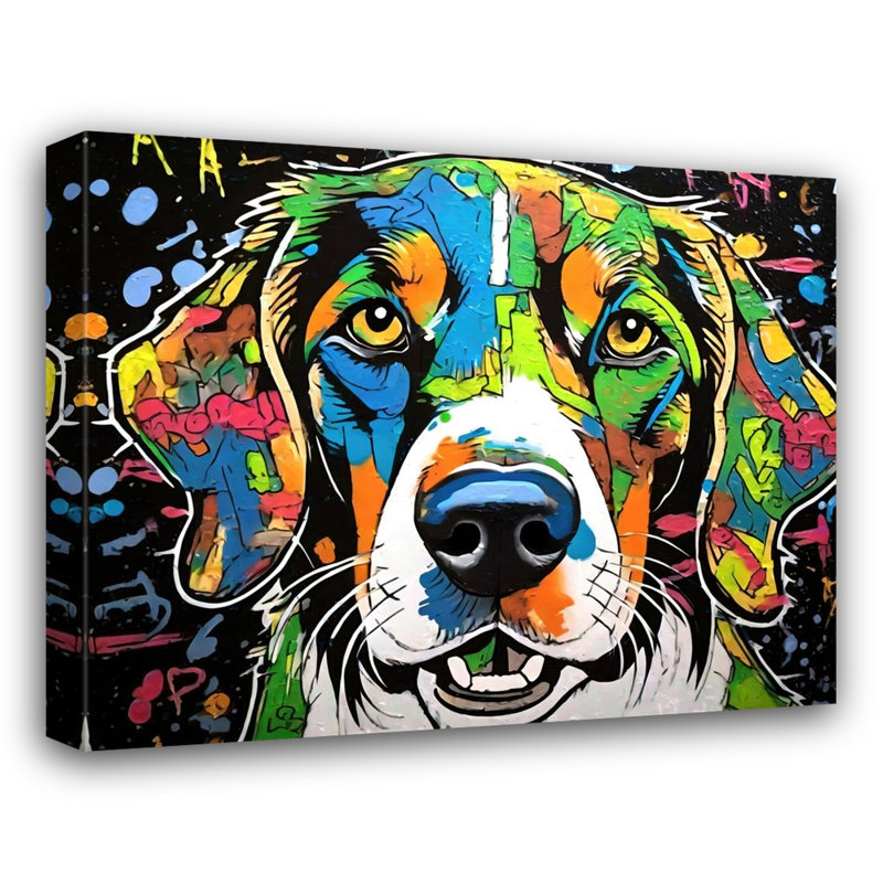 «Dog Graffitianimals» sur toile, H 20 po x l 24 po