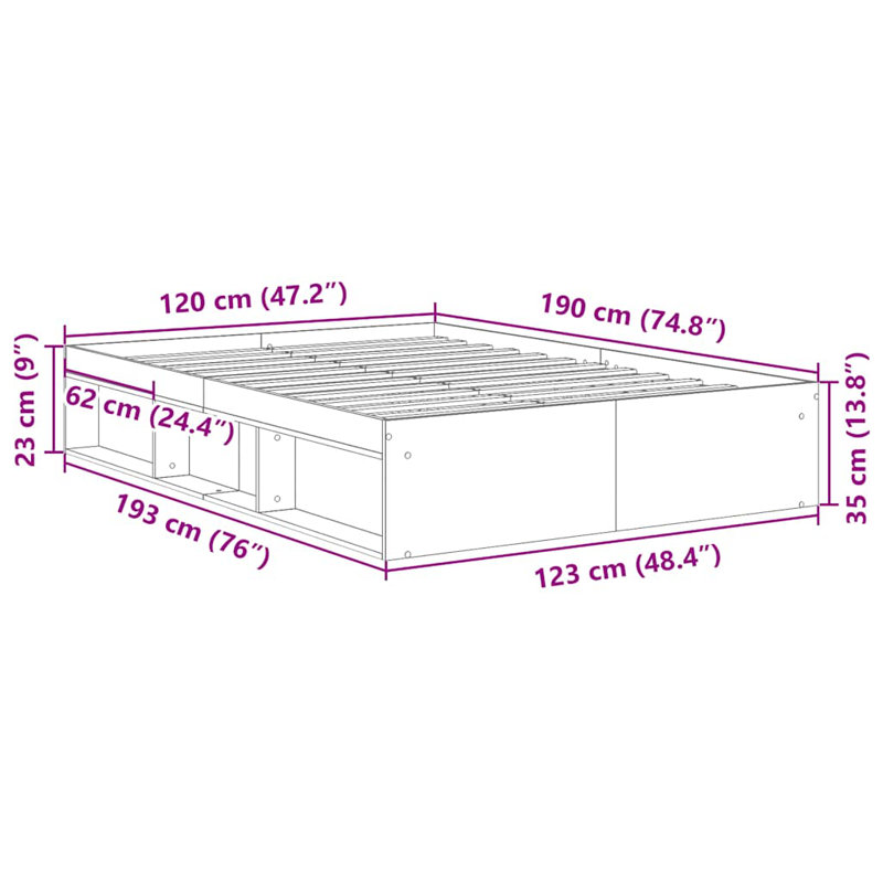 Afriani Storage Bed, Black Oak, Small Double (4')