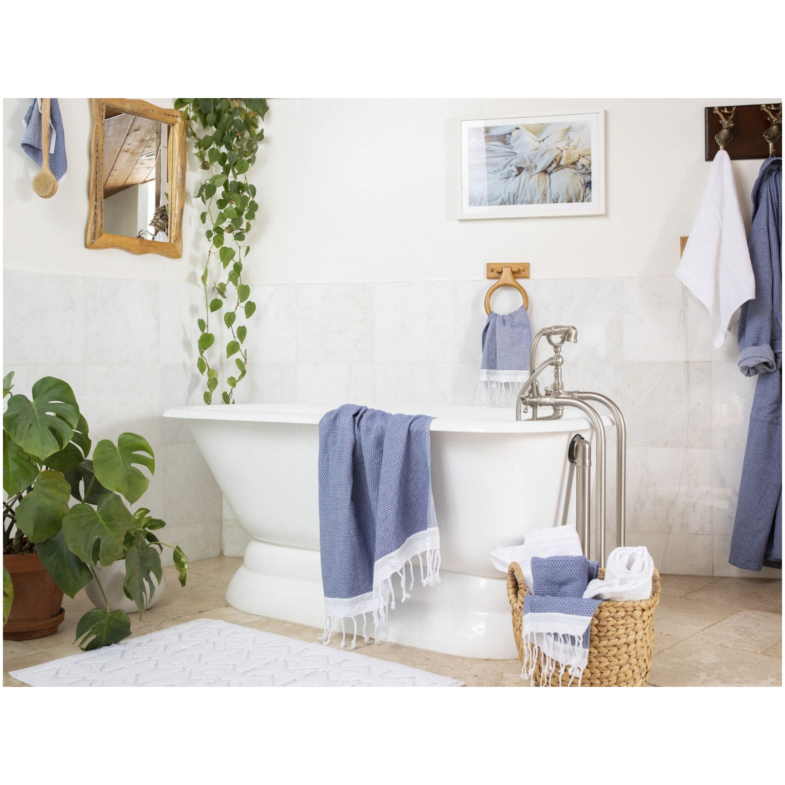 Mediterranean Organic Towel Set, Lake /Sea Spray, Washcloth - 1 Pack