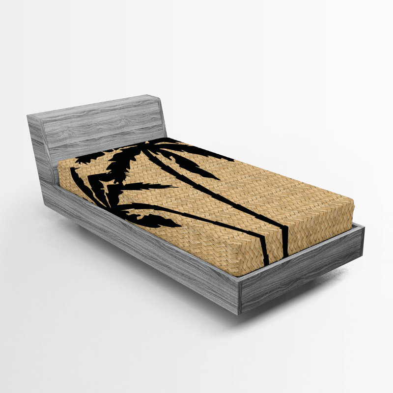 Drap-housse Ambesonne, paquet de 2, Drap-housse de taille simple, Brun pâle / bois noir / déclin