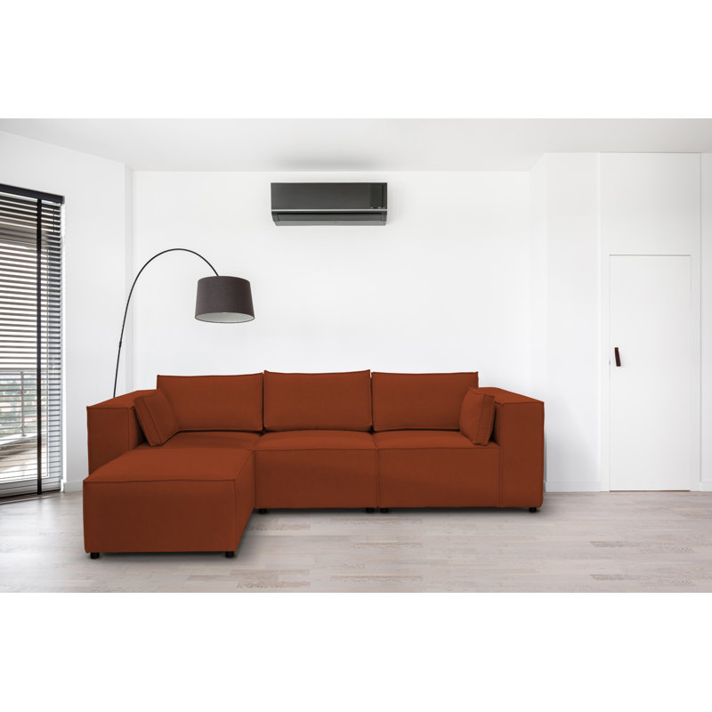 Narvelle 4 Seater Corner Sofa , Right Hand Facing, Red