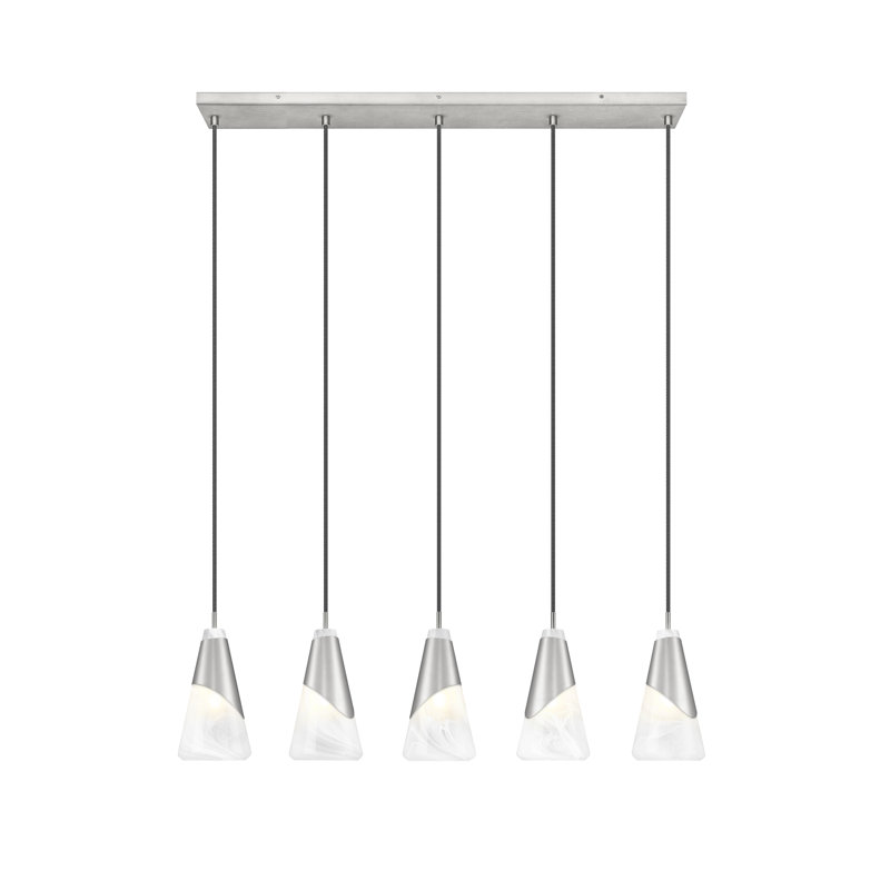 Jamess Linear Chandelier, Brushed Nickel, 5 Lights