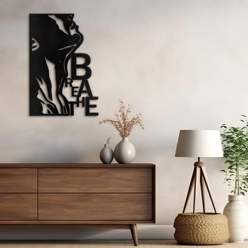 Décoration murale en métal, H 20 po x l 10 po x P 0,05 po, Noir