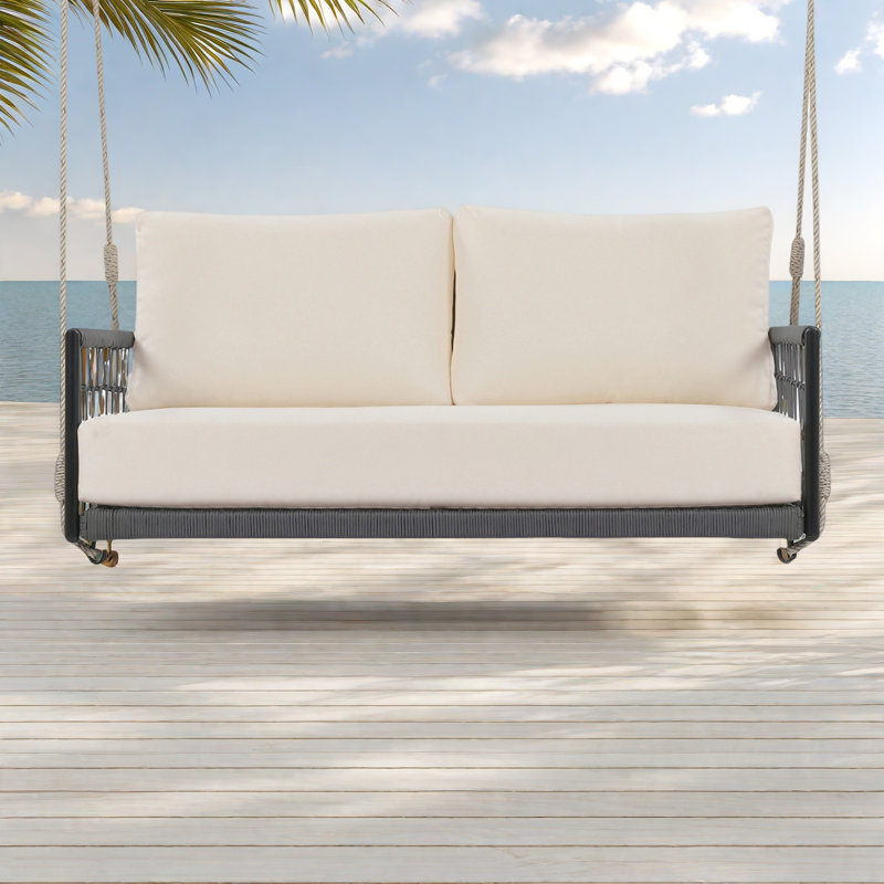 Canapé 1 pièce en corde tissée avec coussins pour 2 chaises de patio, cour et balcon, Noir