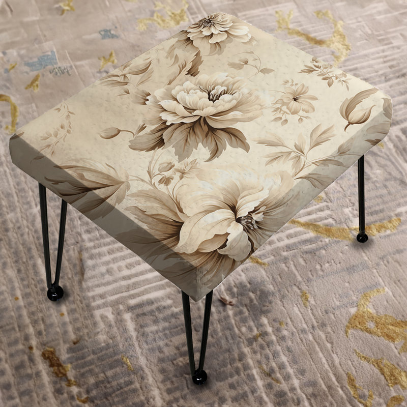 Minimalist Chic Victorian Pattern I - Floral Rectangle Ottoman