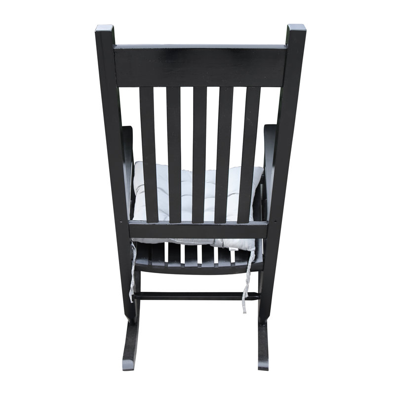 Chaise berçante en bois massif, Noir