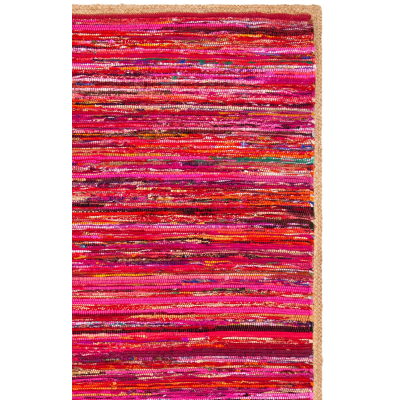Tapis abstrait en coton et jute tissés à la main Naveen, Tapis de couloir 2 pi 3 po x 7 pi