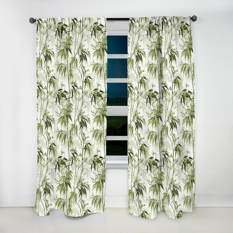 Bamboo Zen Tropical Pattern V - Tropical Curtain - Velvet Room Darkening - 1 panel, 52" W x 63" L