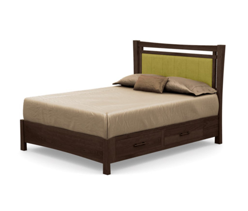 Monterey Upholstered Platform Storage Bed, Smoke Cherry, King, Spring