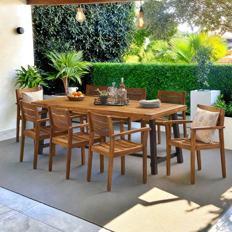 Mahoney Rectangular 8 - Person 79" Long Dining Set, Teak